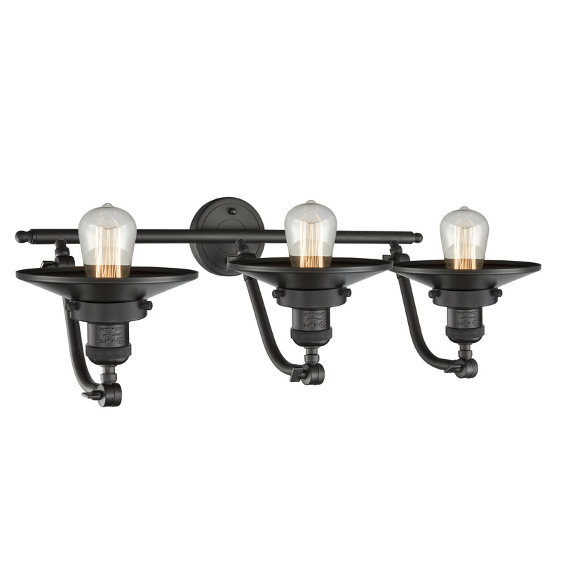 Innovations Lighting Railroad 3 Light Bath Vanity Light Part Of The Franklin Restoration Collection 515-3W-OB-M5-LED