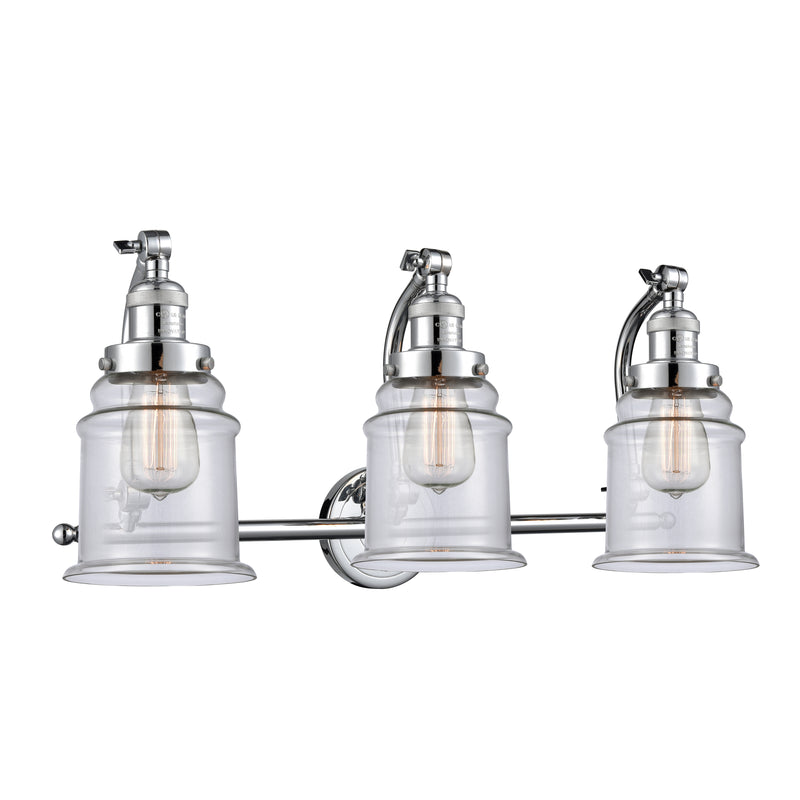 Canton Bath Vanity Light shown in the Polished Chrome finish with a Clear shade