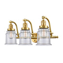 Canton Bath Vanity Light shown in the Satin Gold finish with a Clear shade
