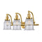 Canton Bath Vanity Light shown in the Satin Gold finish with a Clear shade