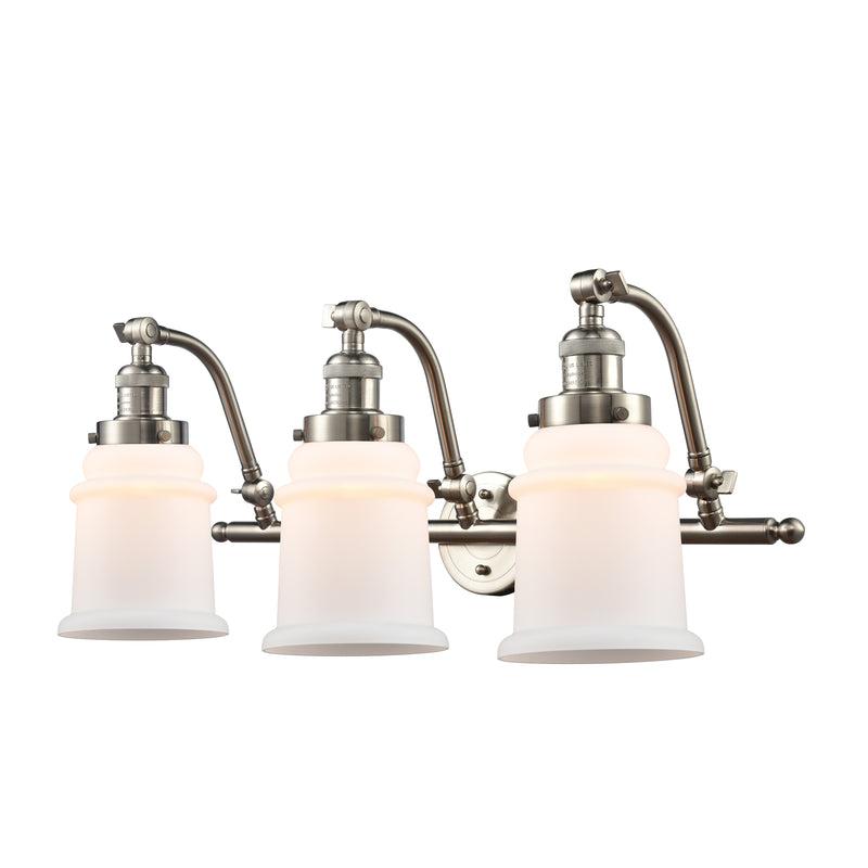Canton Bath Vanity Light shown in the Brushed Satin Nickel finish with a Matte White shade