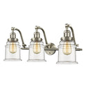 Canton Bath Vanity Light shown in the Brushed Satin Nickel finish with a Clear shade