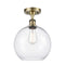 Athens Semi-Flush Mount shown in the Antique Brass finish with a Clear shade