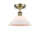 Orwell Semi-Flush Mount shown in the Antique Brass finish with a Matte White shade