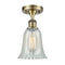 Hanover Semi-Flush Mount shown in the Antique Brass finish with a Mouchette shade