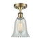 Hanover Semi-Flush Mount shown in the Antique Brass finish with a Mouchette shade