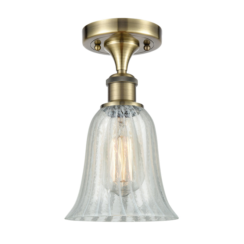 Hanover Semi-Flush Mount shown in the Antique Brass finish with a Mouchette shade