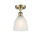 Castile Semi-Flush Mount shown in the Antique Brass finish with a White shade