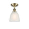 Castile Semi-Flush Mount shown in the Antique Brass finish with a White shade