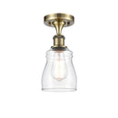 Ellery Semi-Flush Mount shown in the Antique Brass finish with a Clear shade