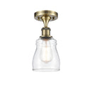 Ellery Semi-Flush Mount shown in the Antique Brass finish with a Clear shade