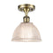 Arietta Semi-Flush Mount shown in the Antique Brass finish with a Clear shade
