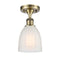 Brookfield Semi-Flush Mount shown in the Antique Brass finish with a White shade