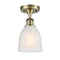 Brookfield Semi-Flush Mount shown in the Antique Brass finish with a White shade