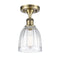 Brookfield Semi-Flush Mount shown in the Antique Brass finish with a Clear shade