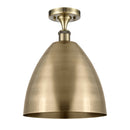 Ballston Dome Semi-Flush Mount shown in the Antique Brass finish with a Antique Brass shade