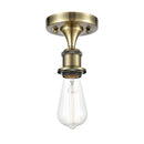 Bare Bulb Semi-Flush Mount shown in the Antique Brass finish