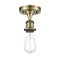 Bare Bulb Semi-Flush Mount shown in the Antique Brass finish