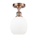 Belfast Semi-Flush Mount shown in the Antique Copper finish with a Matte White shade