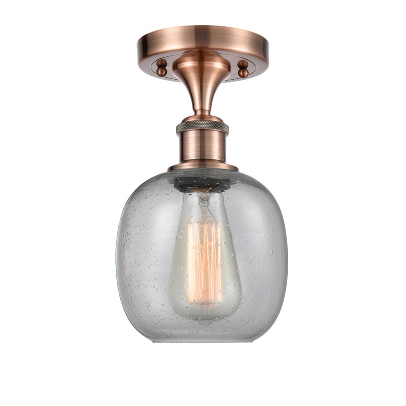 Belfast Semi-Flush Mount shown in the Antique Copper finish with a Seedy shade