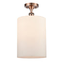 Cobbleskill Semi-Flush Mount shown in the Antique Copper finish with a Matte White shade