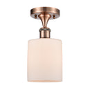 Cobbleskill Semi-Flush Mount shown in the Antique Copper finish with a Matte White shade