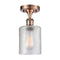 Cobbleskill Semi-Flush Mount shown in the Antique Copper finish with a Clear shade