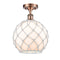 Farmhouse Rope Semi-Flush Mount shown in the Antique Copper finish with a White Glass with White Rope shade