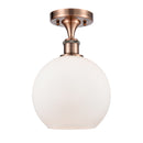 Athens Semi-Flush Mount shown in the Antique Copper finish with a Matte White shade