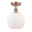 Athens Semi-Flush Mount shown in the Antique Copper finish with a Matte White shade