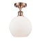 Athens Semi-Flush Mount shown in the Antique Copper finish with a Matte White shade