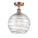 Deco Swirl Semi-Flush Mount shown in the Antique Copper finish with a Clear shade