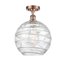 Deco Swirl Semi-Flush Mount shown in the Antique Copper finish with a Clear shade