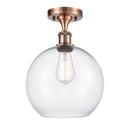 Athens Semi-Flush Mount shown in the Antique Copper finish with a Clear shade