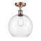 Athens Semi-Flush Mount shown in the Antique Copper finish with a Clear shade