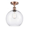 Athens Semi-Flush Mount shown in the Antique Copper finish with a Clear shade