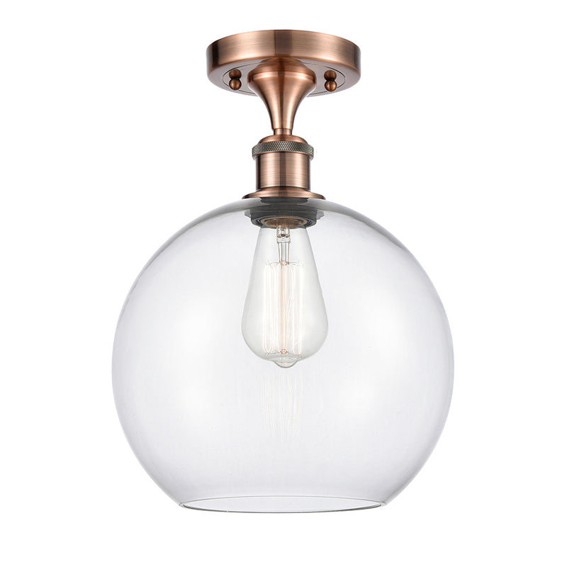 Athens Semi-Flush Mount shown in the Antique Copper finish with a Clear shade