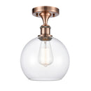 Athens Semi-Flush Mount shown in the Antique Copper finish with a Clear shade