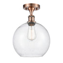 Athens Semi-Flush Mount shown in the Antique Copper finish with a Seedy shade