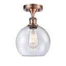 Athens Semi-Flush Mount shown in the Antique Copper finish with a Seedy shade