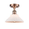 Orwell Semi-Flush Mount shown in the Antique Copper finish with a Matte White shade