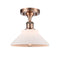 Orwell Semi-Flush Mount shown in the Antique Copper finish with a Matte White shade