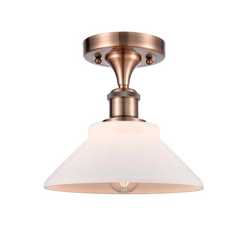 Orwell Semi-Flush Mount shown in the Antique Copper finish with a Matte White shade