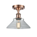 Orwell Semi-Flush Mount shown in the Antique Copper finish with a Clear shade