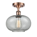 Gorham Semi-Flush Mount shown in the Antique Copper finish with a Charcoal shade