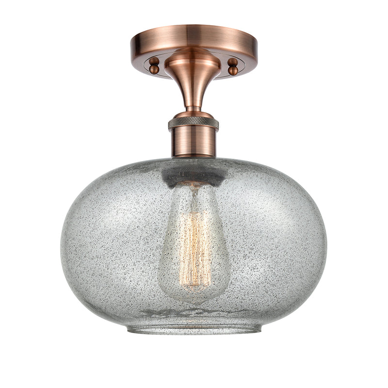 Gorham Semi-Flush Mount shown in the Antique Copper finish with a Charcoal shade