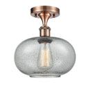 Gorham Semi-Flush Mount shown in the Antique Copper finish with a Charcoal shade