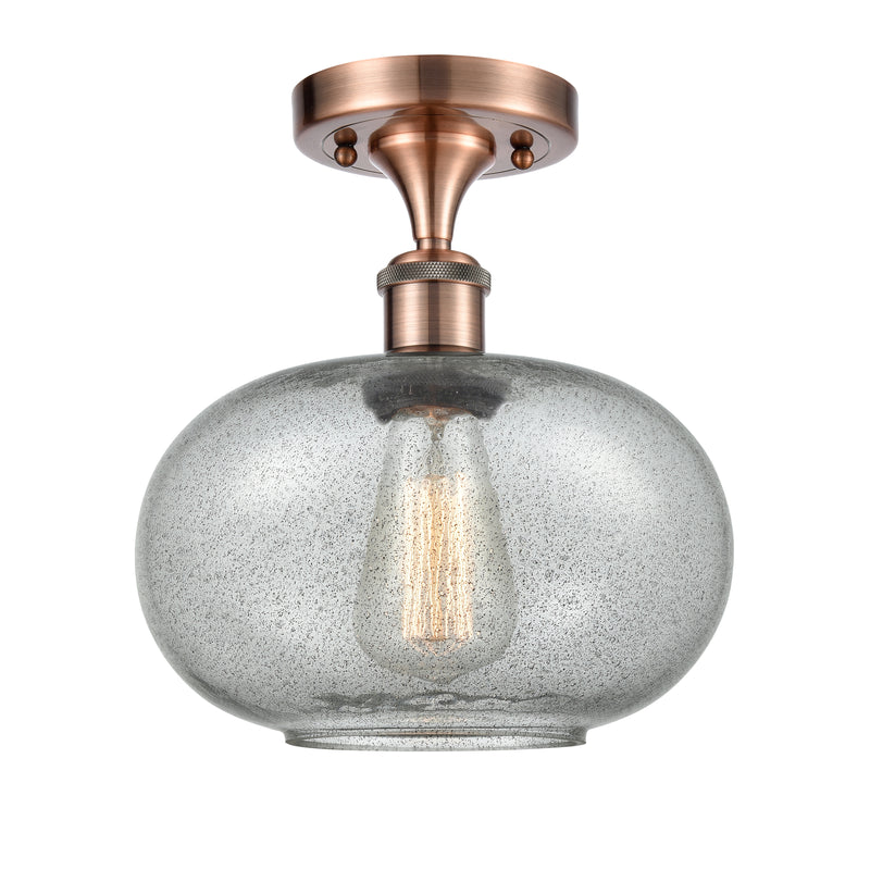Gorham Semi-Flush Mount shown in the Antique Copper finish with a Charcoal shade