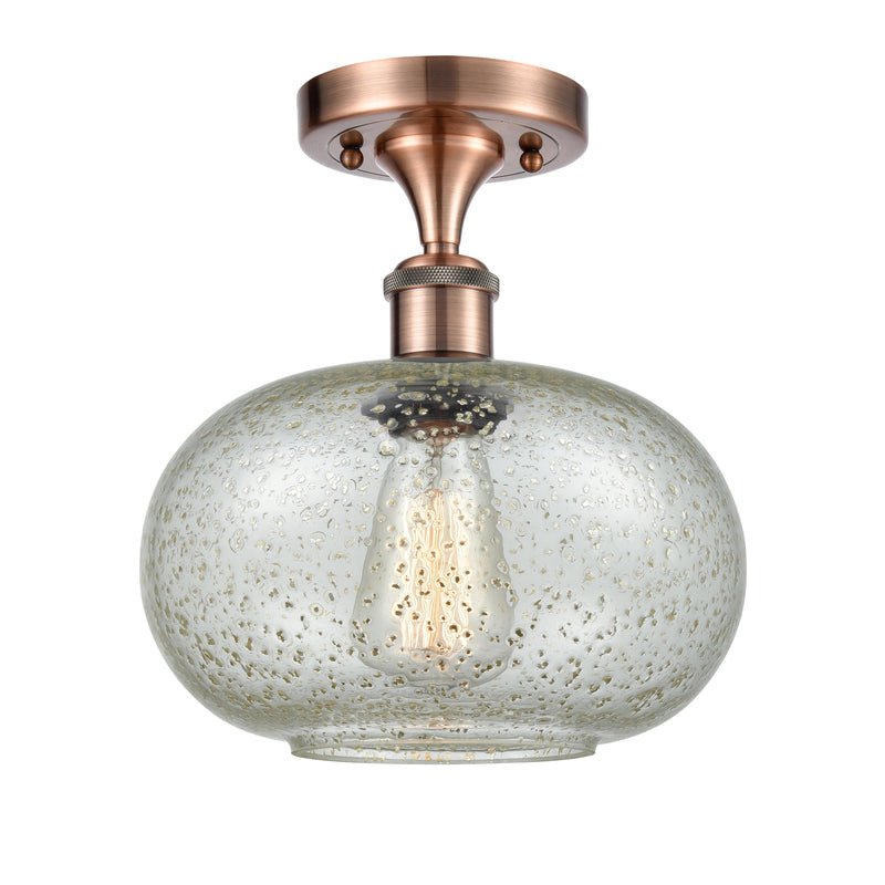 Gorham Semi-Flush Mount shown in the Antique Copper finish with a Mica shade