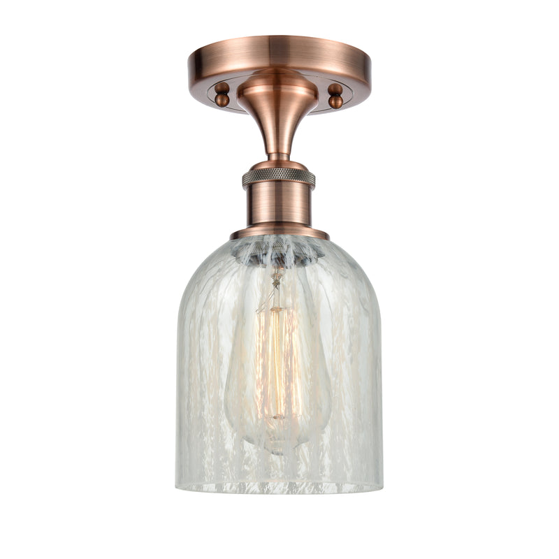 Caledonia Semi-Flush Mount shown in the Antique Copper finish with a Mouchette shade